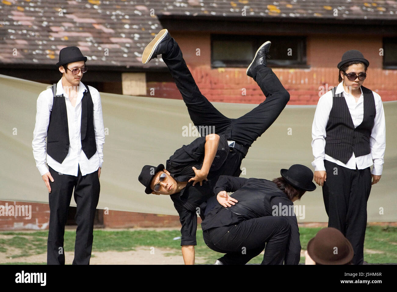 LONDON - August 15, 2009 : A group of Korean hip hop dancers showing performance at Korean Festival. Stock Photo