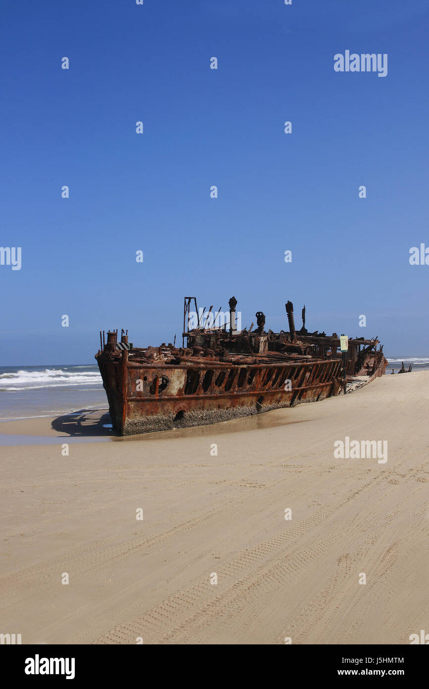 blue australia iron ailing accident steel rusty coast pacific salt water sea Stock Photo