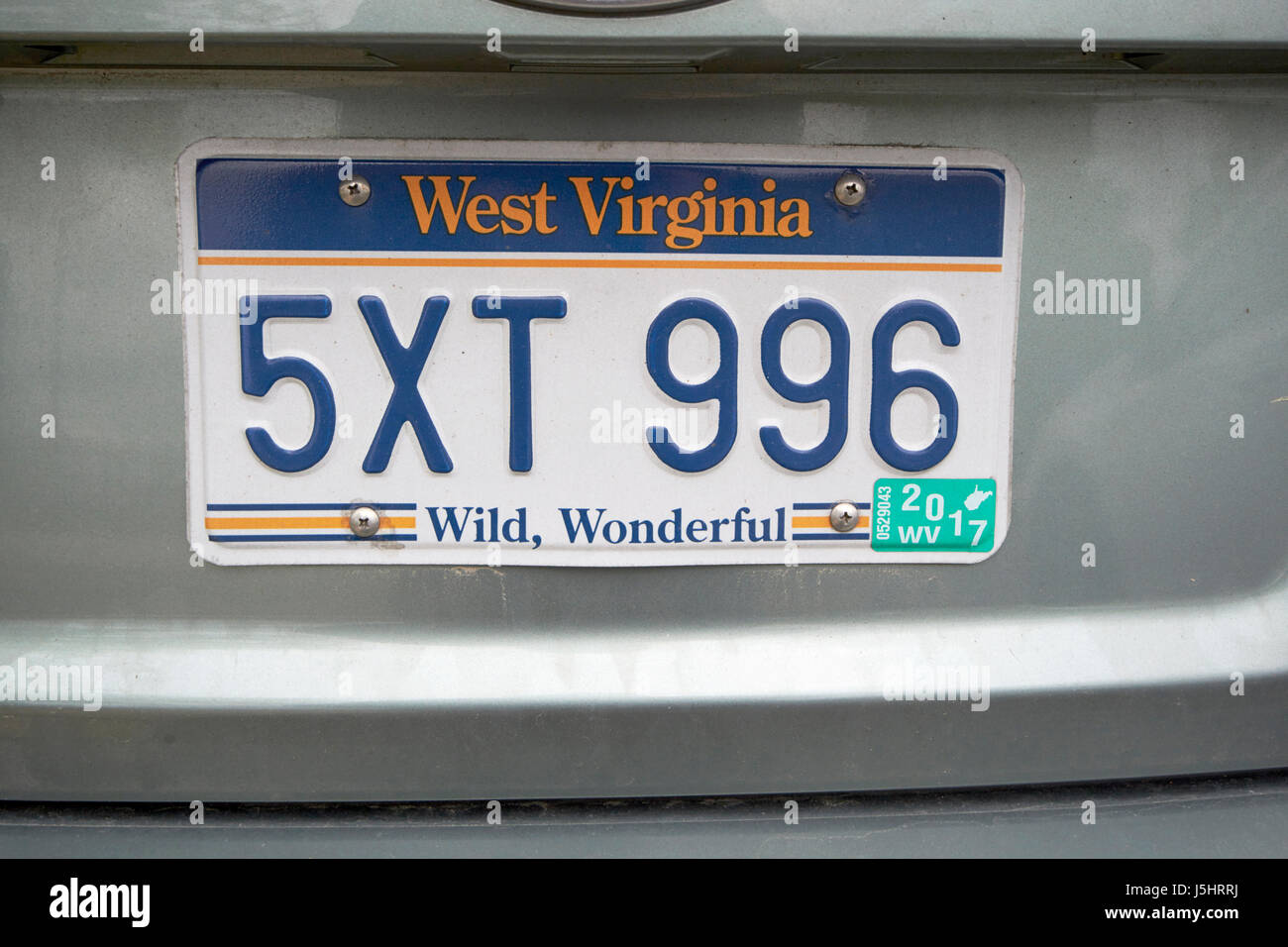 west virginia wild wonderful us state license plate Stock Photo