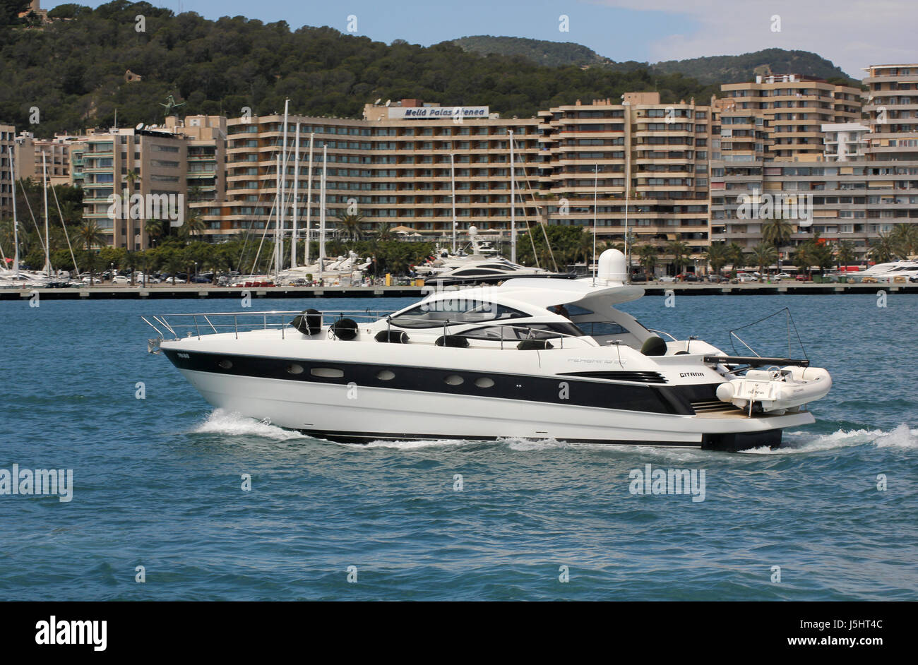 Image -luxury motor yacht Pershing 80 Gitana (24m) - during combined Palma International Boat Show 2017 and Palma Superyacht Show 2017, Palma. Stock Photo