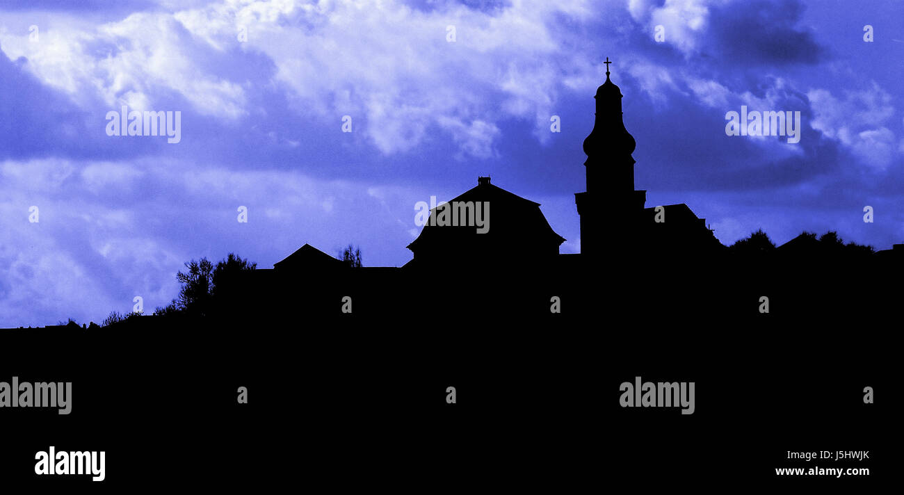 tower church dramatic thunderstorm thundreous clouds weather fulda