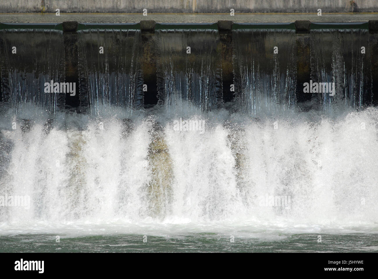 act of god foam munich city powerful barrage creaming weir strength force river Stock Photo