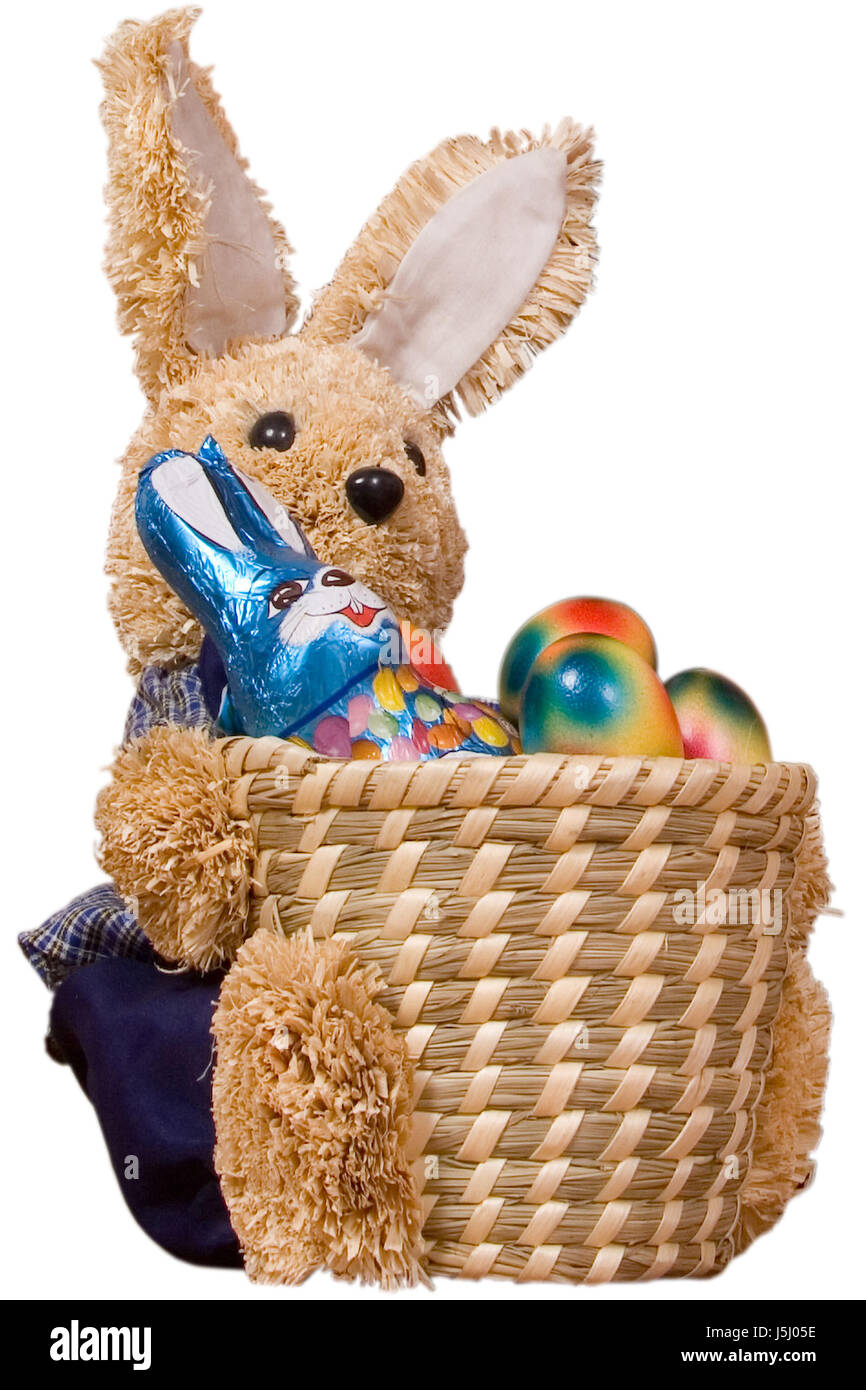 easter bunny with basket Stock Photo