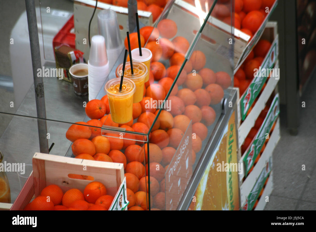 glass chalice tumbler orange drink drinking bibs refreshment orange juice Stock Photo