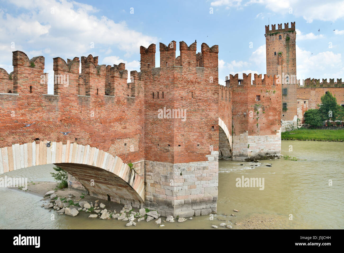Castelvecchio bridge in north Verona city Stock Photo