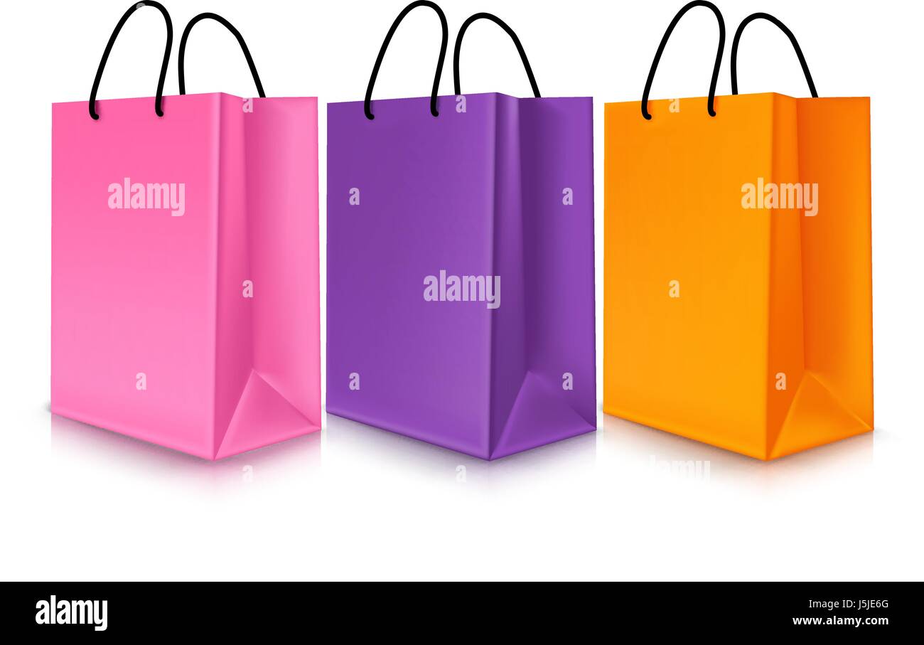 Vector Set of Realistic Colorful Empty Shopping Bags for Promotion ...