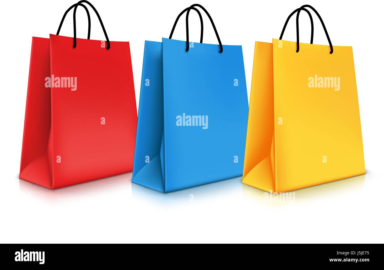 Vector Set of Realistic Colorful Empty Shopping Bags for Promotion ...