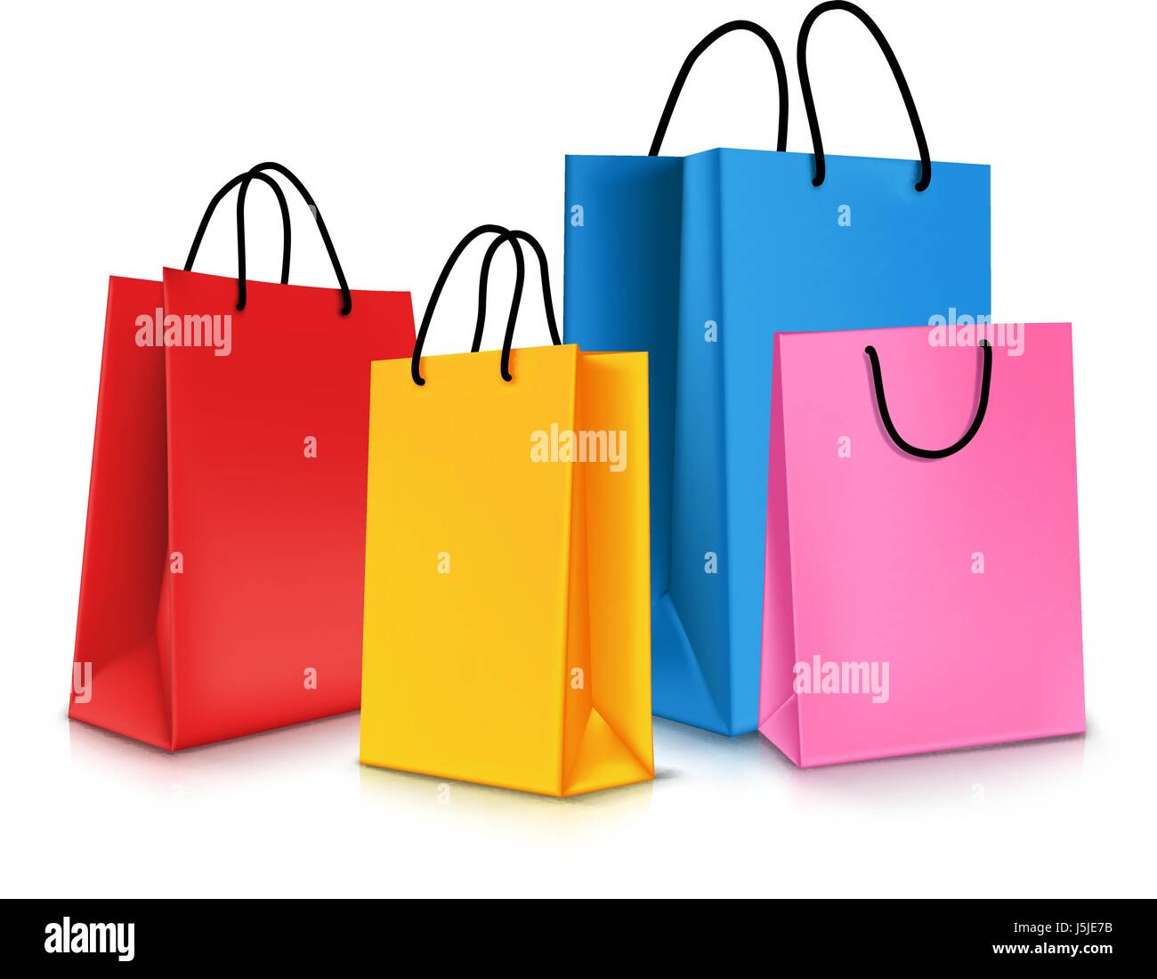 Vector Set of Realistic Colorful Empty Shopping Bags for Promotion ...