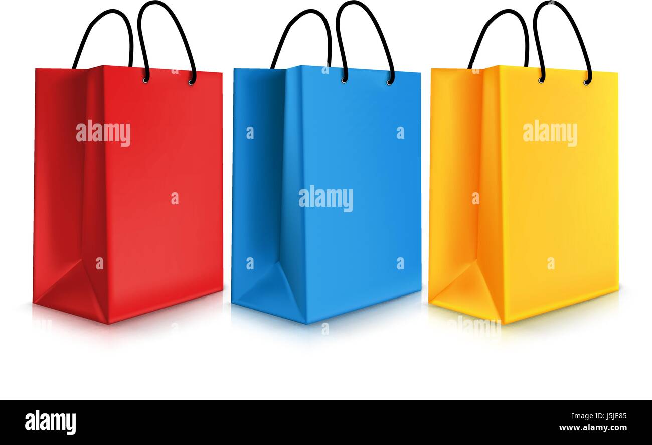 Vector Set of Realistic Colorful Empty Shopping Bags for Promotion ...