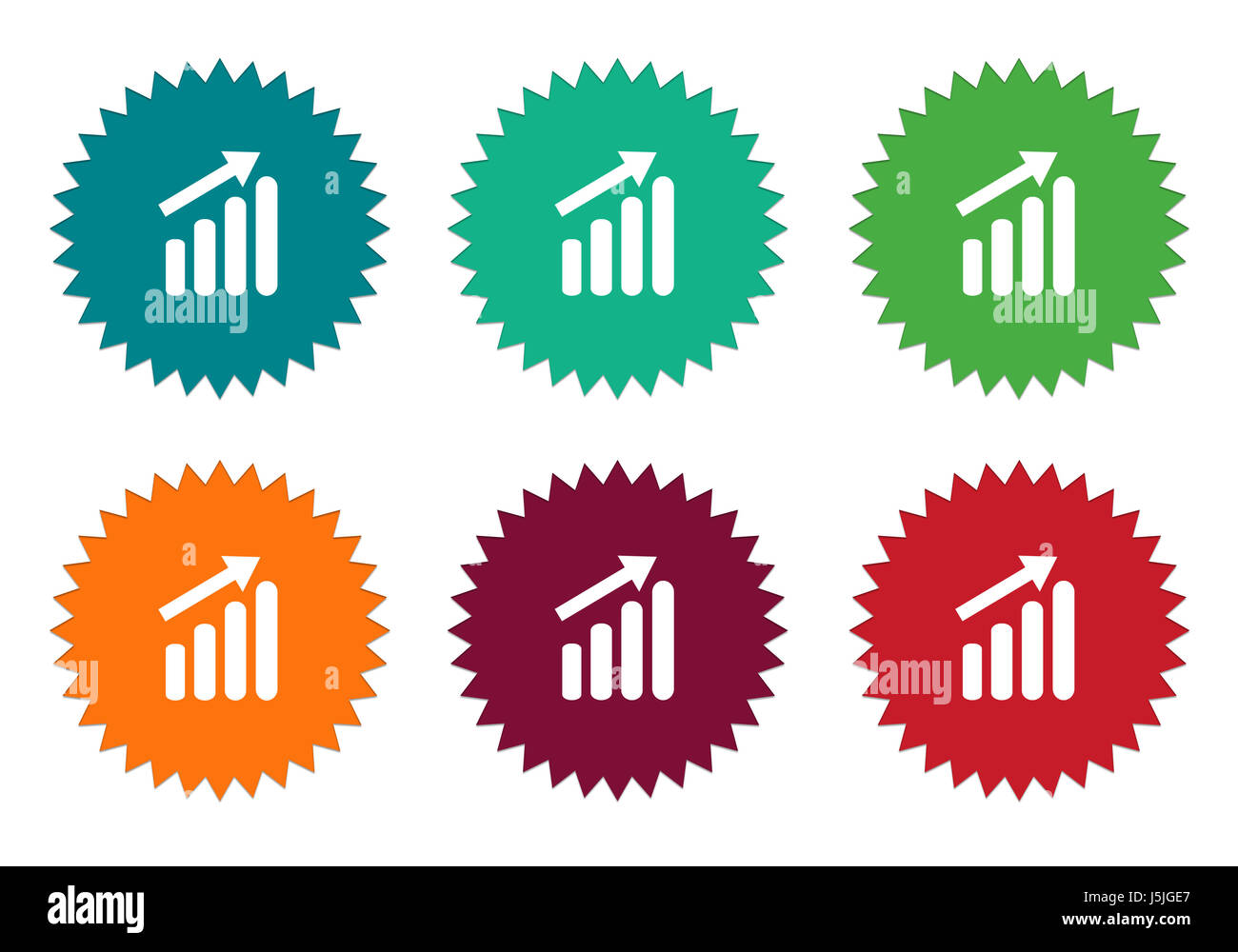 Set of colorful stickers icons with success symbol in blue, green ...