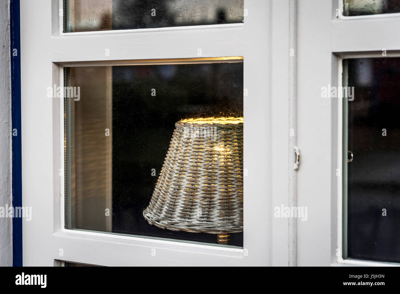 Wellcome home: Illuminated North Frisian window Stock Photo