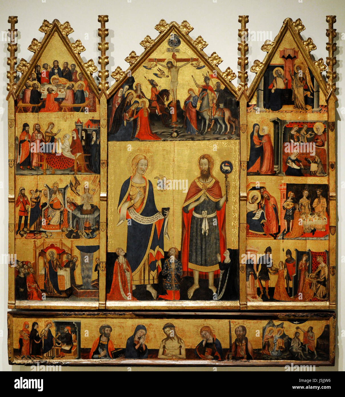 Master of Santa Coloma de Queralt (active in the third quarter of the 14th century). Altarpiece of the Saints John. ca.1356. From the Chapel of the Castle of Santa Coloma de Queralt (Catalonia). National Art Museum of Catalonia. Barcelona. Catalonia. Spain. Stock Photo