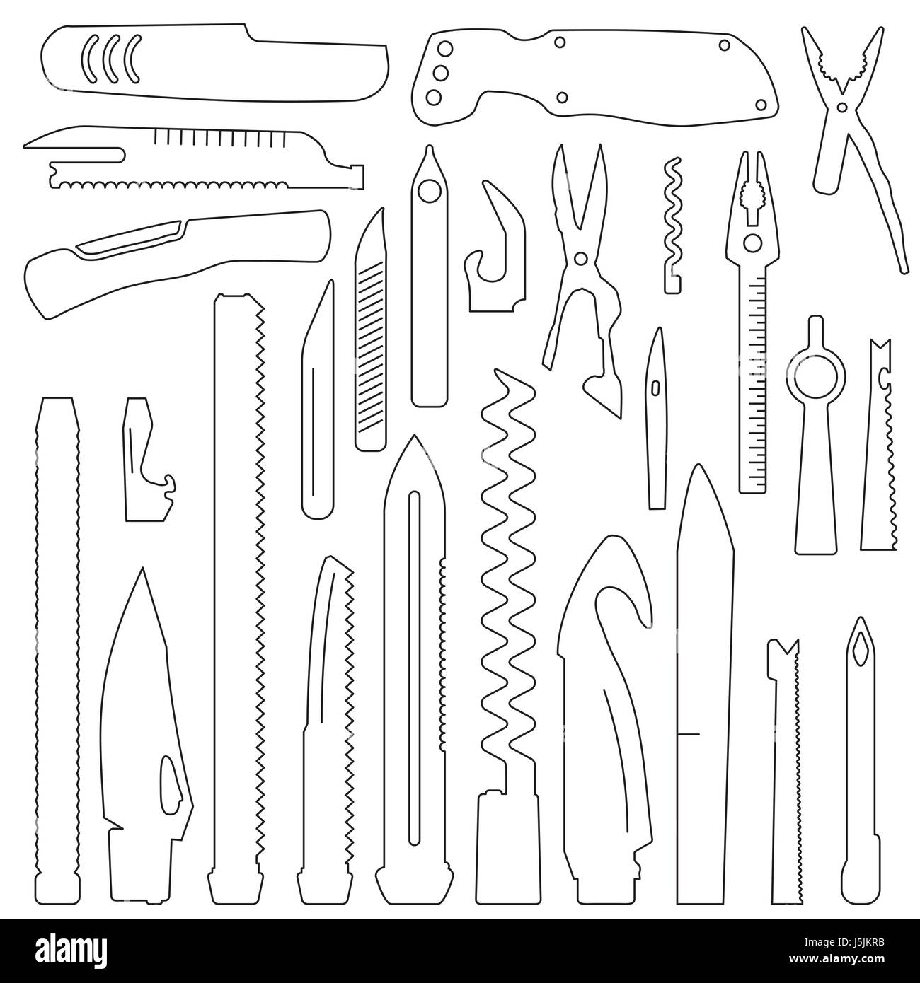 Set of multifunction knife elements, pocket knife, Swiss knife