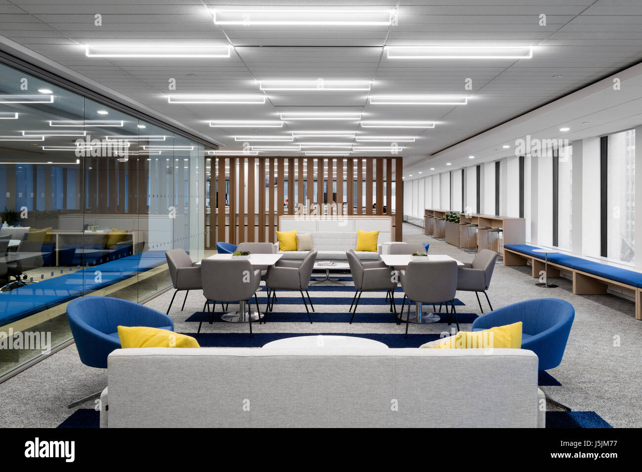 Overall view of the space showing the various interior design elements ...