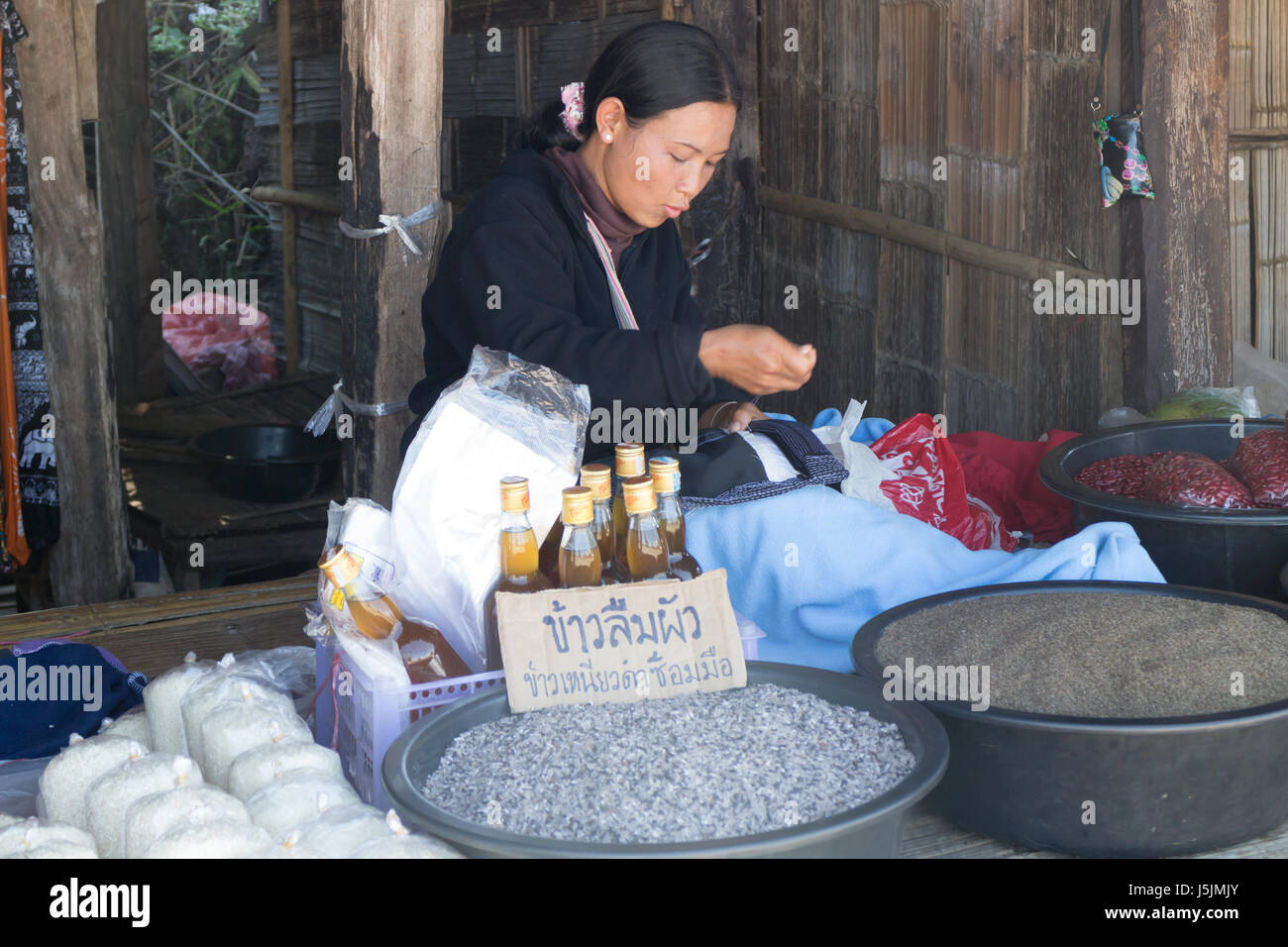 Hill tribe goods and produce for sale in Chiang Mai province, Thailand Stock Photo