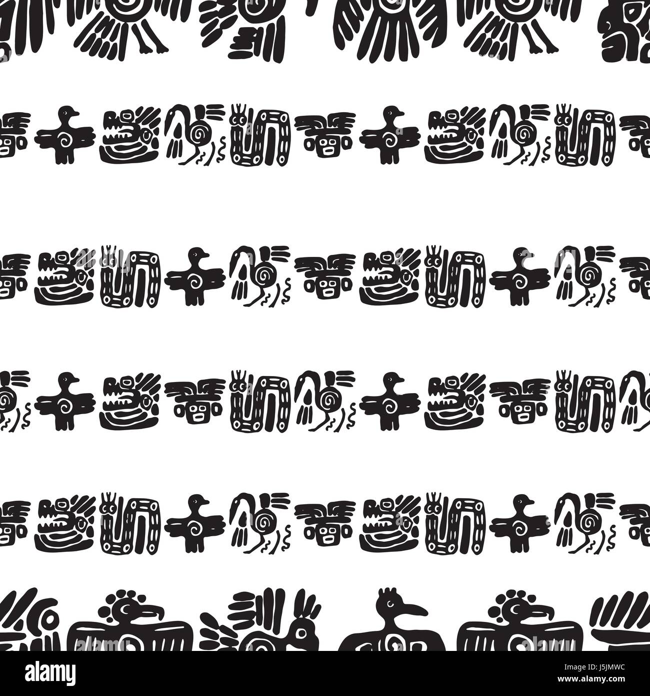 Seamless maya pattern. Black and white ethnic elements Stock Vector ...