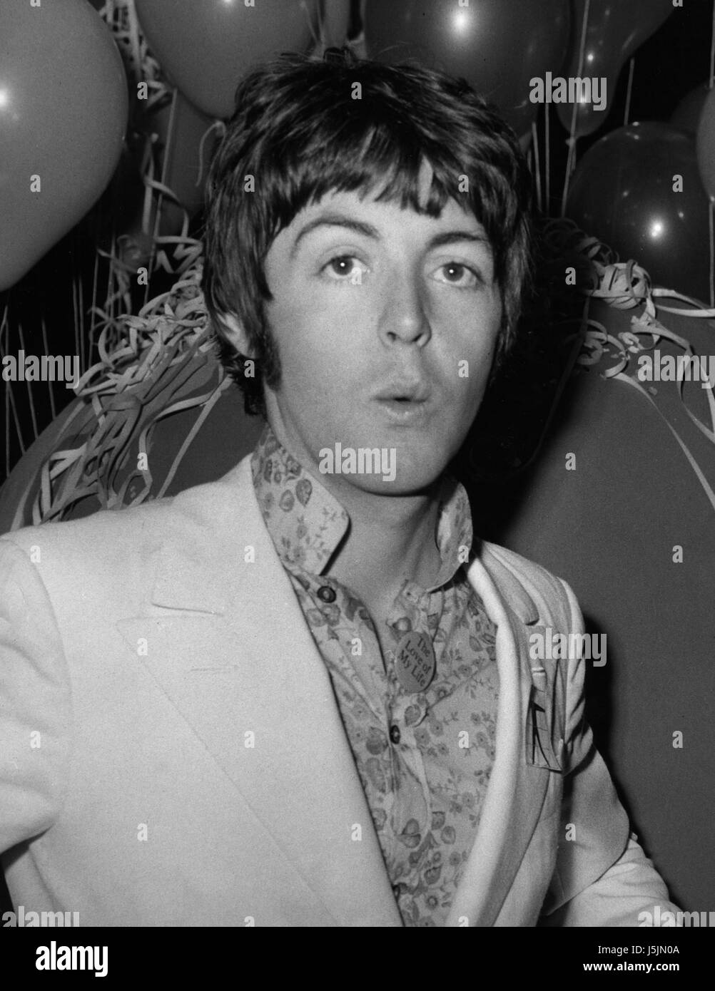 Paul McCartney during rehearsals at the EMI Studios, St John's Wood, London, for the Beatles appearance in the international television programme 'Our World'. *Scanned from Print Stock Photo