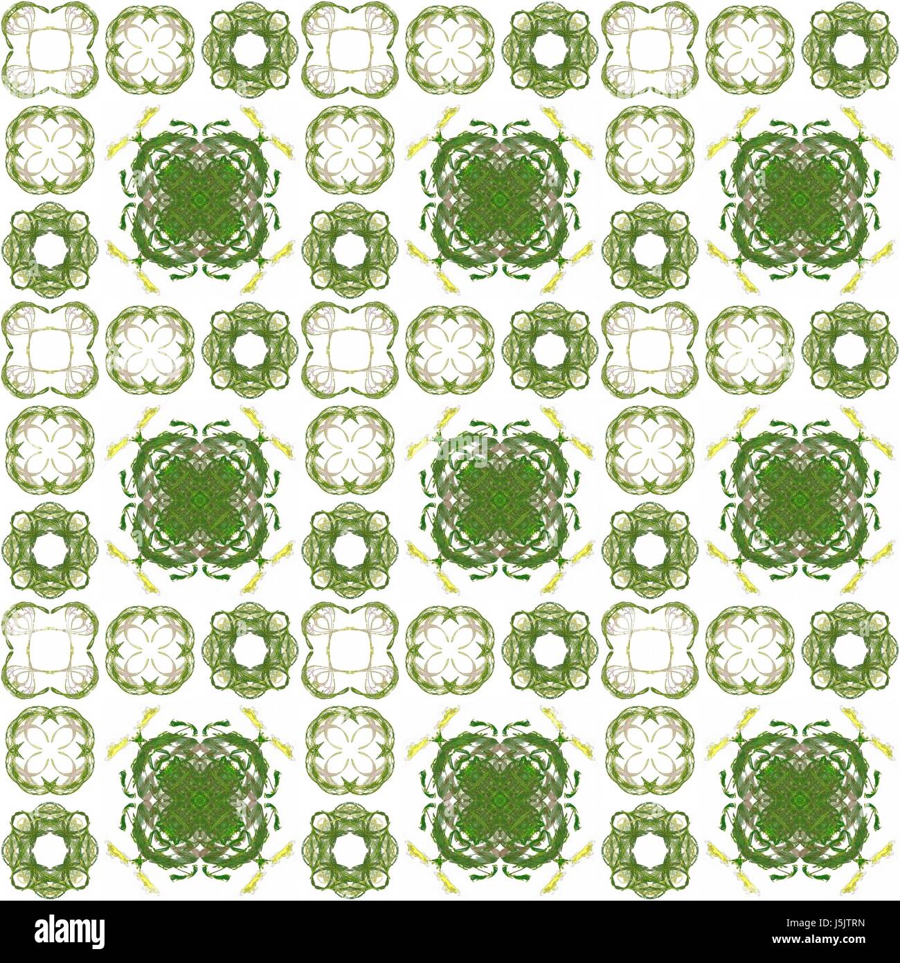 Seamless texture with 3D rendering abstract fractal green pattern on a ...
