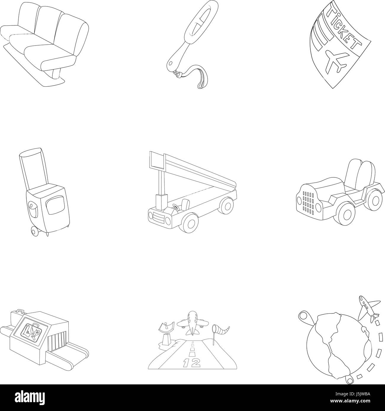 Airport icons set, outline style Stock Vector Image & Art - Alamy