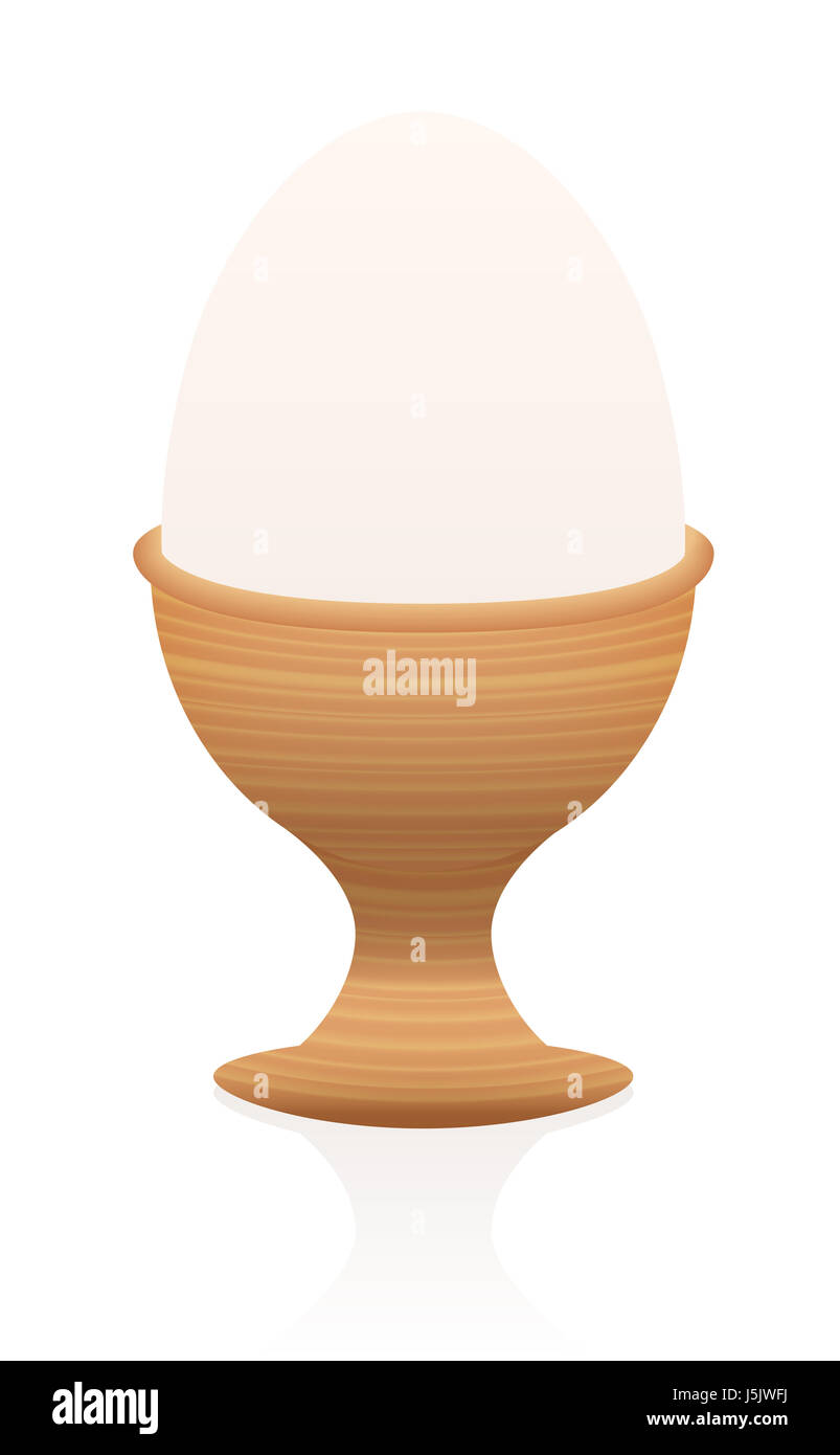 Egg in a wooden egg cup - illustration on white background. Stock Photo