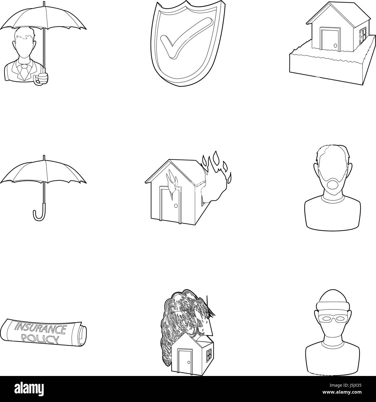 Disaster icons set, outline style Stock Vector Image & Art - Alamy