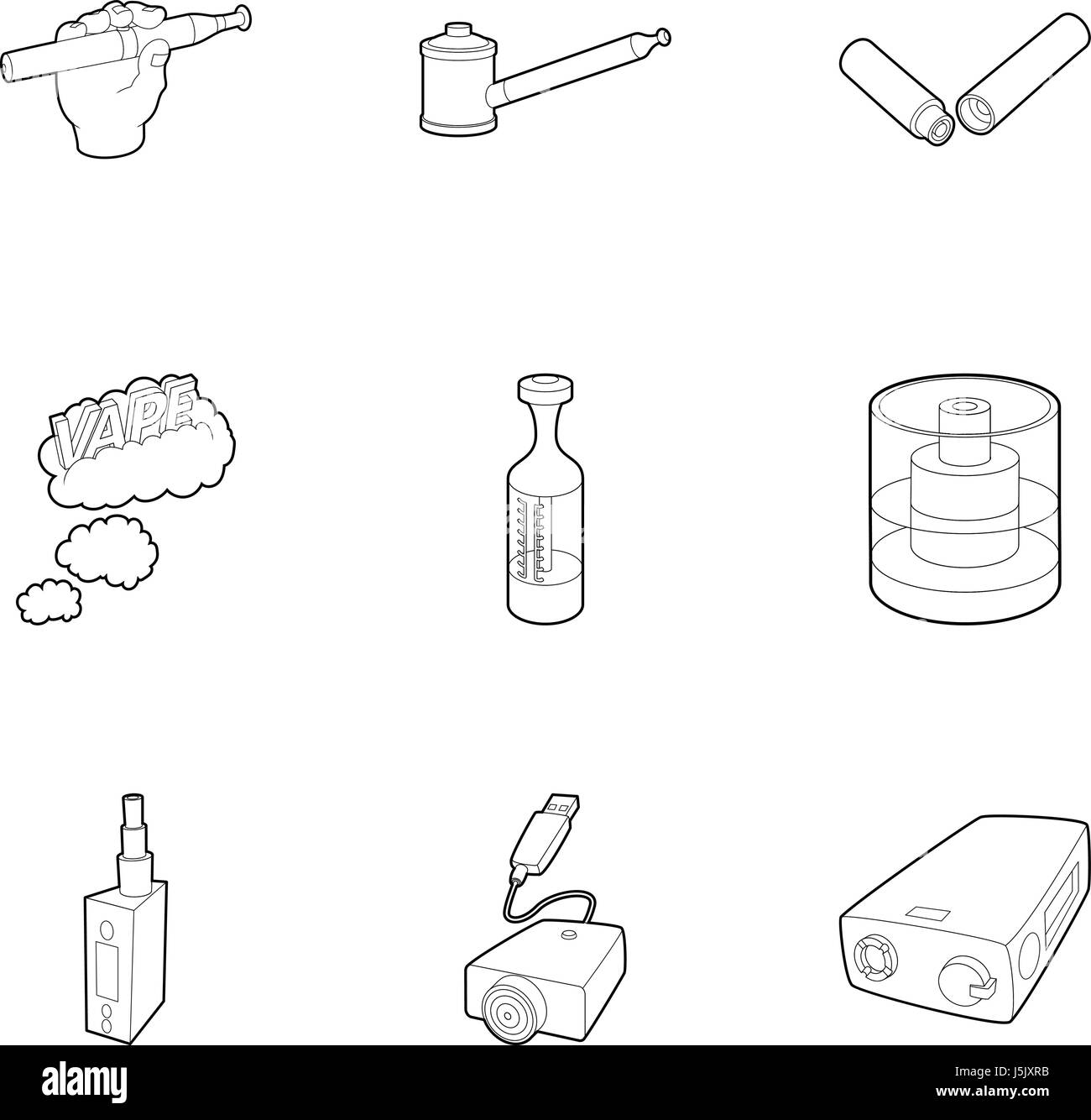 Electronic cigarette icons set, outline style Stock Vector Image & Art ...