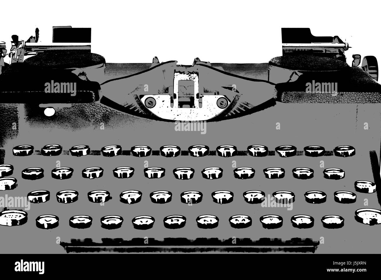 Blank paper in typewriter machine - detail Stock Photo