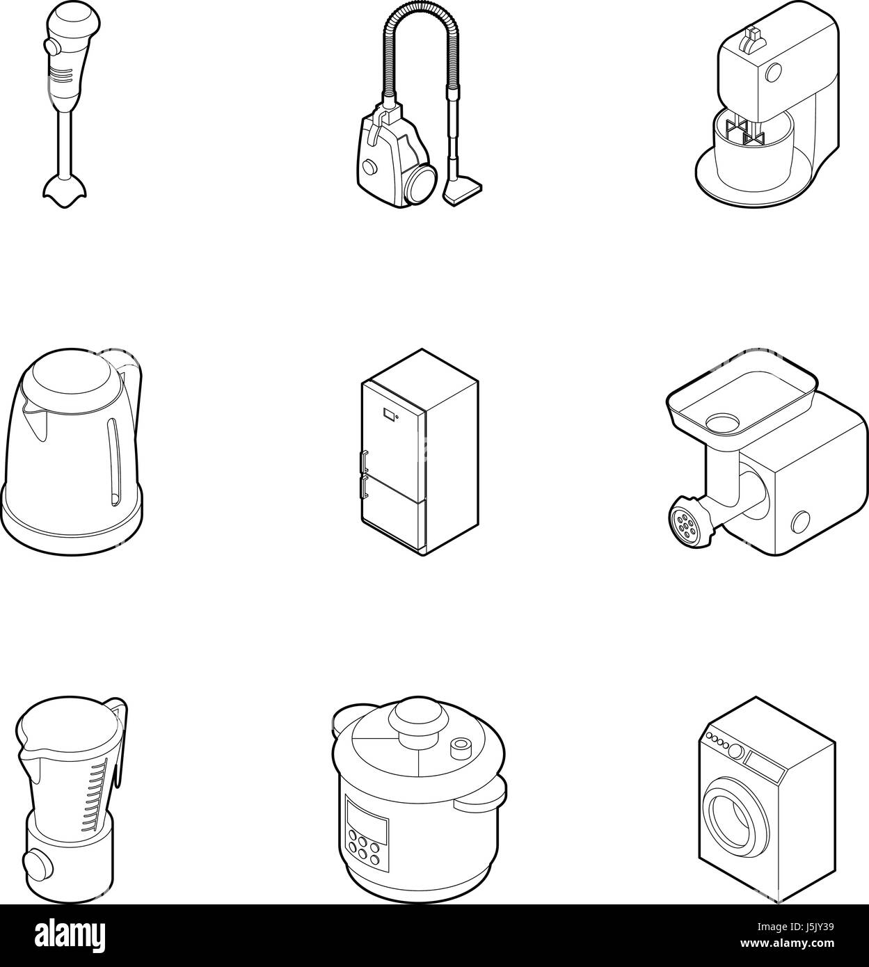 Kitchen appliances icons set, outline style Stock Vector Image & Art ...