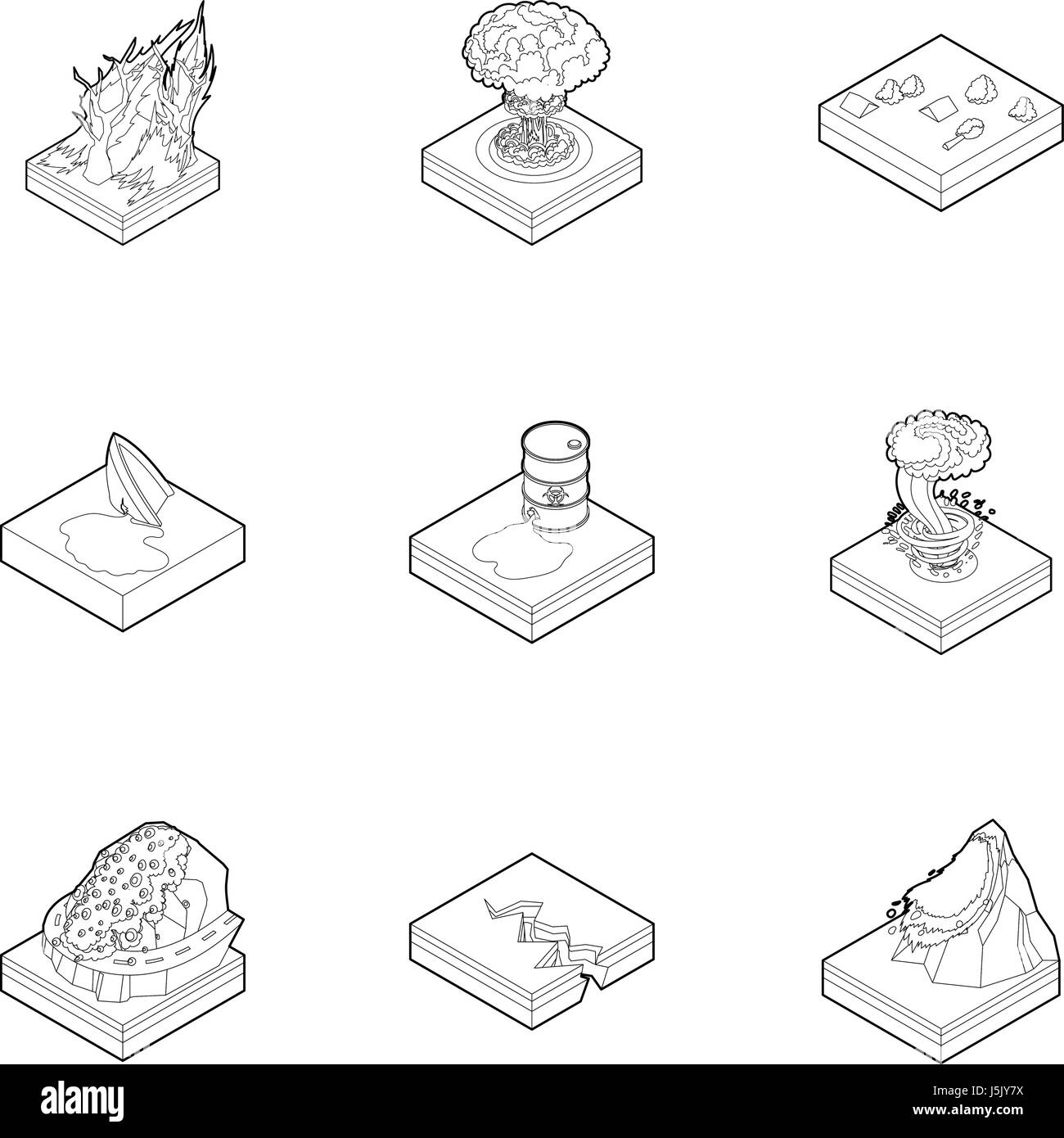Natural disaster icons set, outline style Stock Vector Image & Art - Alamy
