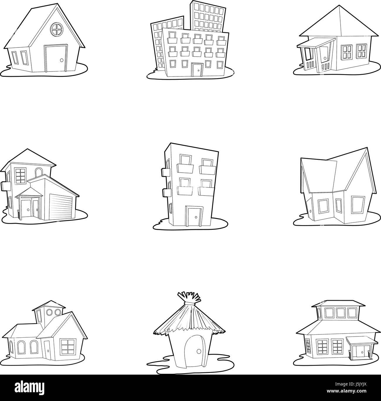 Building icons set, outline style Stock Vector Image & Art - Alamy