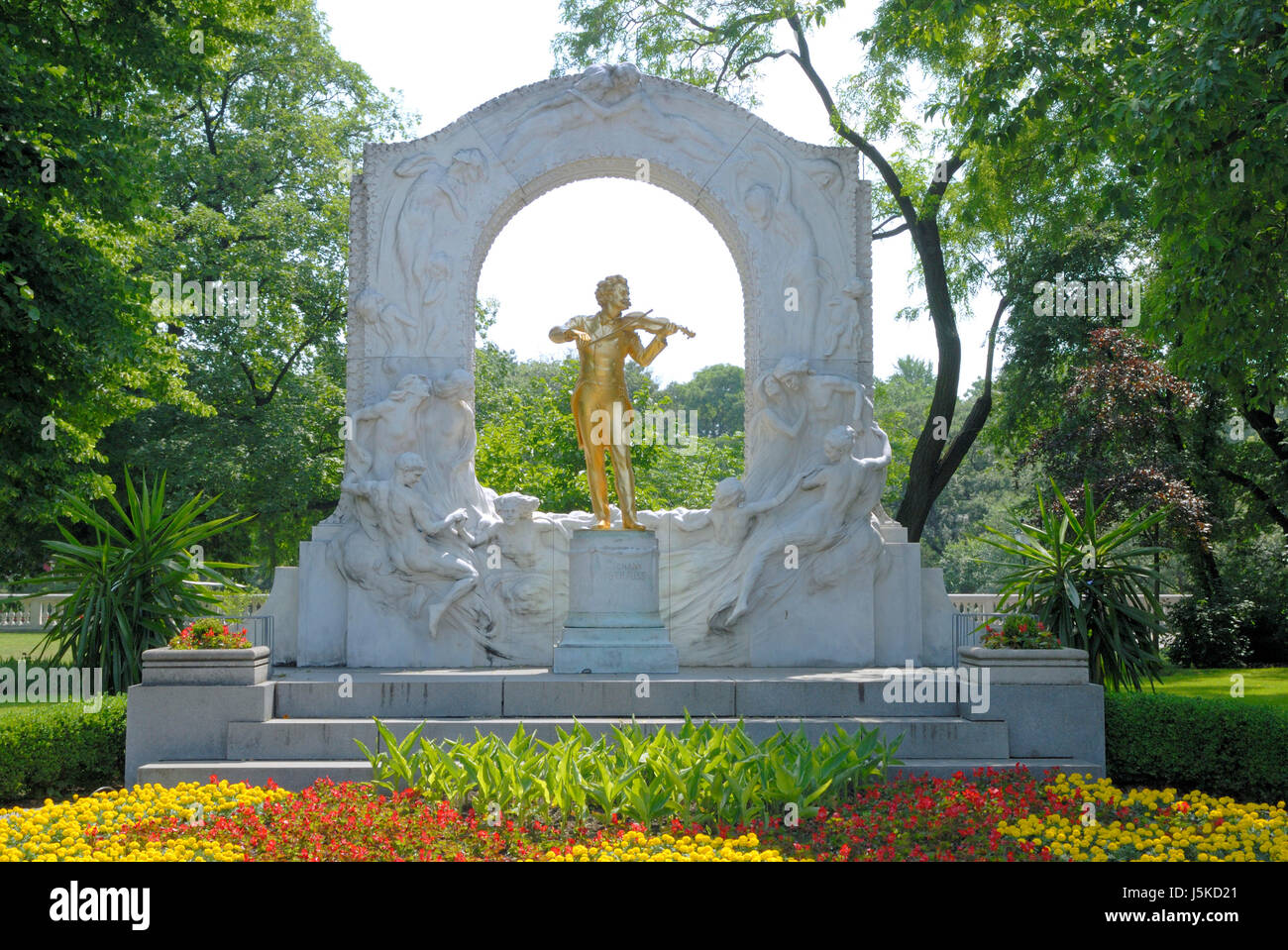 monument music vienna flower flowers plant blossoms marble violin waltz bleed Stock Photo