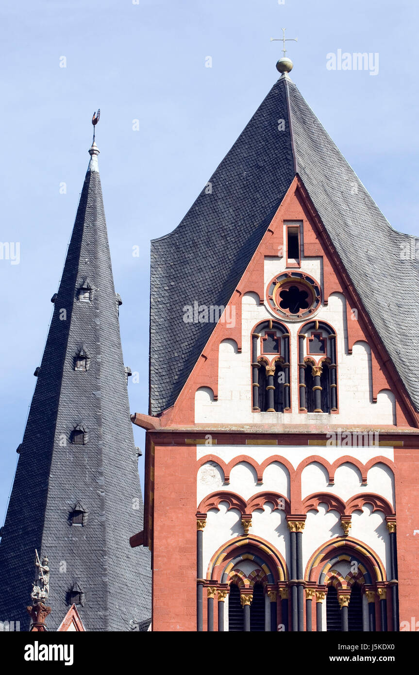 tower,historical,church,cathedral,facade,old,limburg,von vorne,romanisch Stock Photo