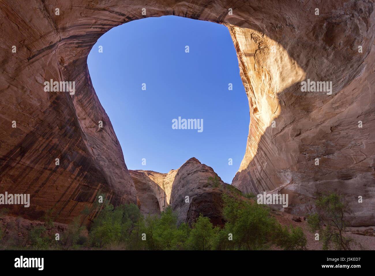 Grotto near Jacob Hamblin Arch in Coyote Gulch, Grand Staircase Escalante National Monument Utah Stock Photo