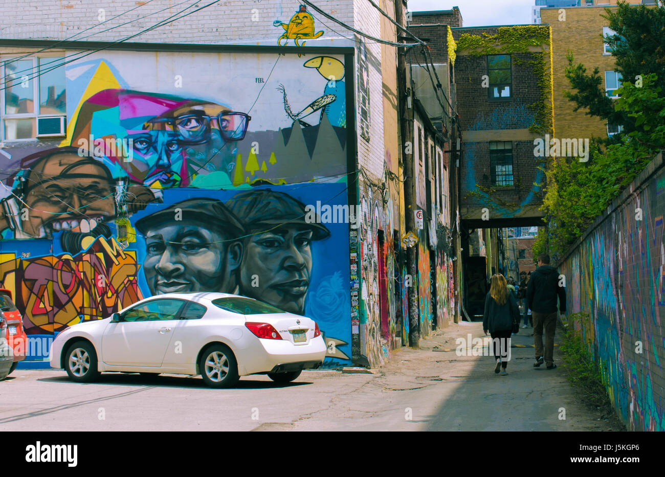 An alley full of graffiti in downtown Toronto Stock Photo