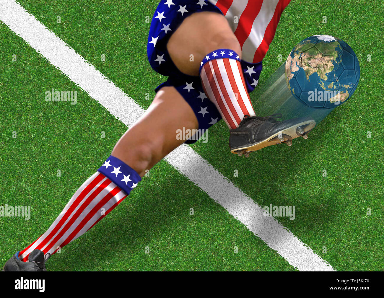 green usa war america flag stadium star spangled banner globe planet earth Stock Photo