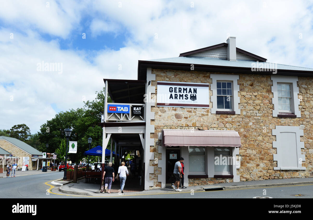 The German Arms hotel & Restaurant in Hahndorf, South Australia Stock