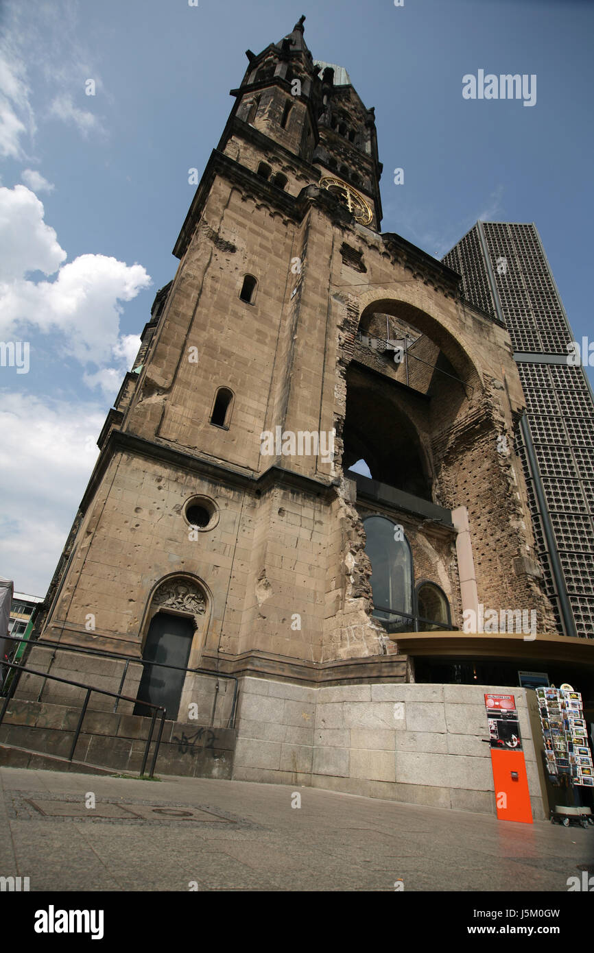blue church memorial berlin ruin belfry evangelic breitscheidplatz egon Stock Photo