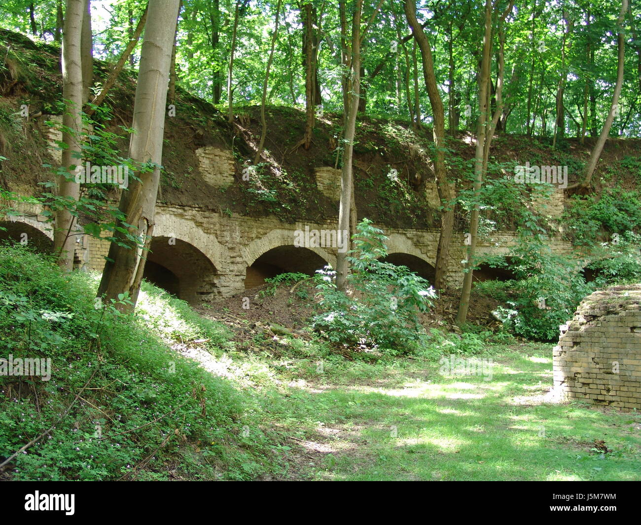 bunker berlin fortress blockhouse brick court yard berlin spandau Stock Photo