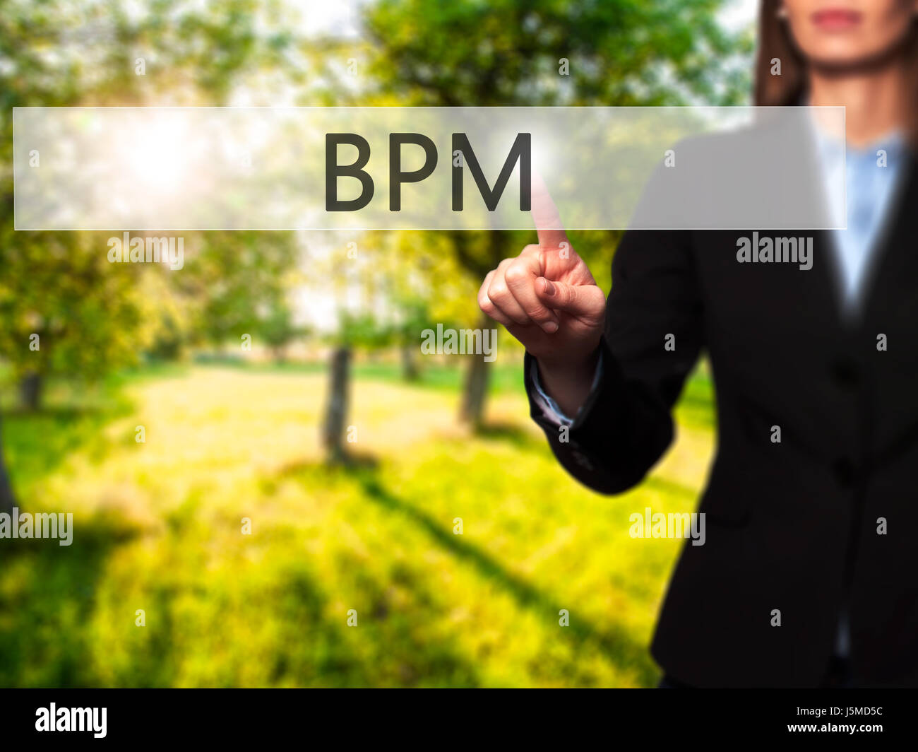 BPM (Business Process Management) - Businesswoman pressing modern ...