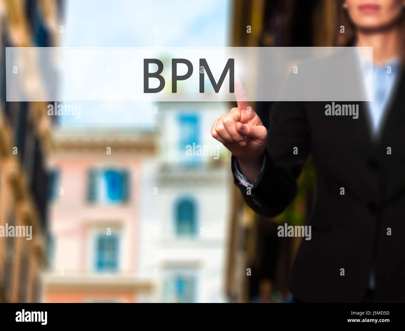 BPM (Business Process Management) - Businesswoman pressing modern ...