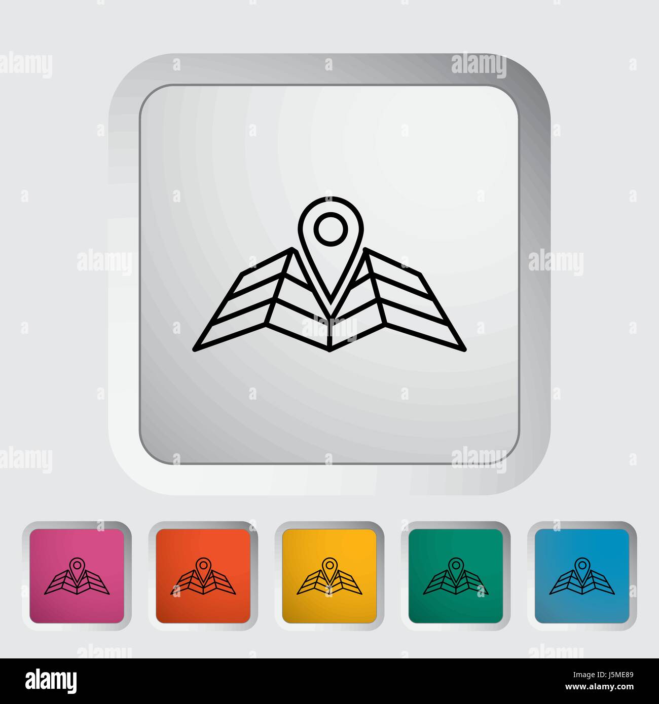 Map pointer. Outline icon on the button. Vector illustration Stock ...