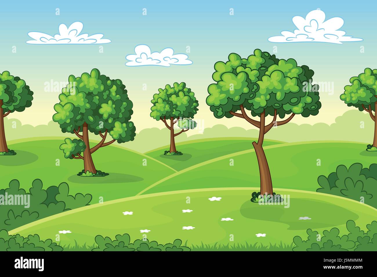 Illustration of a summer landscape with trees Stock Vector Image & Art ...