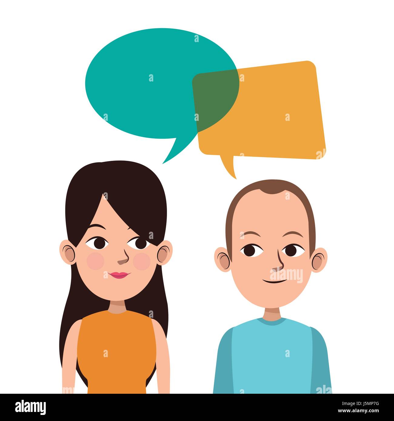 cartoon guy and girl bubble speech talking language Stock Vector Image &  Art - Alamy