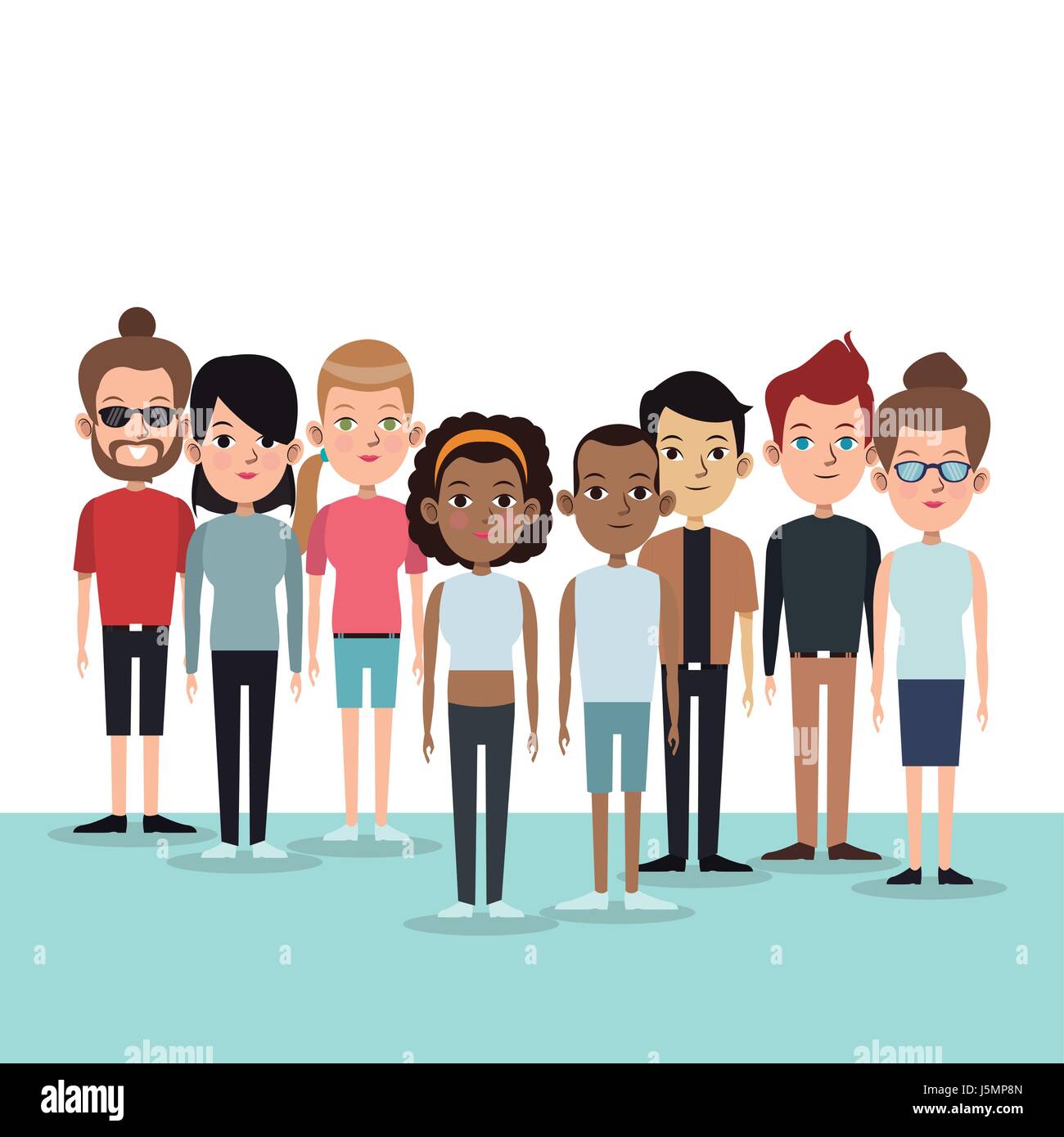 cartoon differents group people community culture age Stock Vector