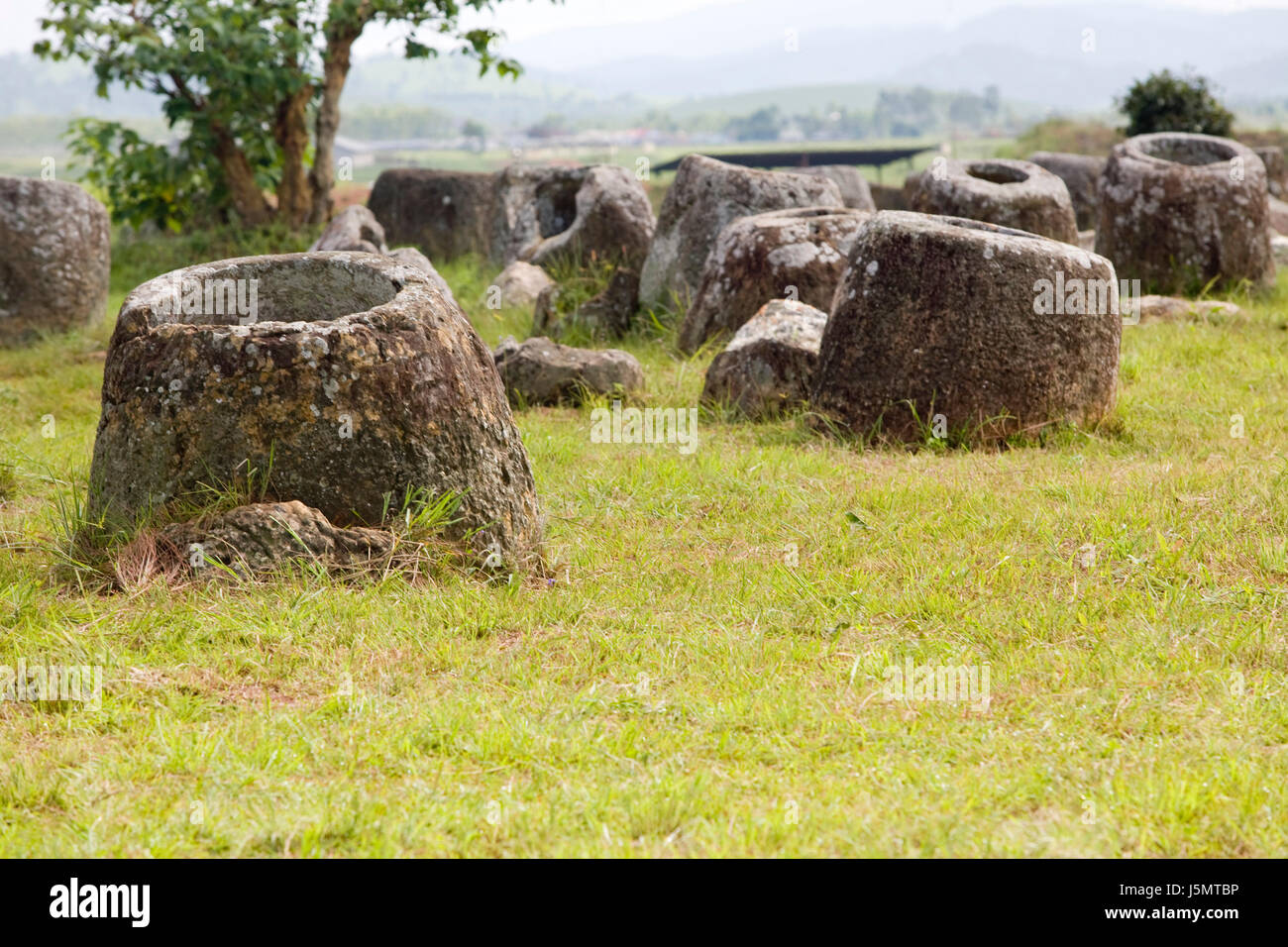 culture asia jug sandstone excavation archeology bellarmine dolmen ebene der Stock Photo