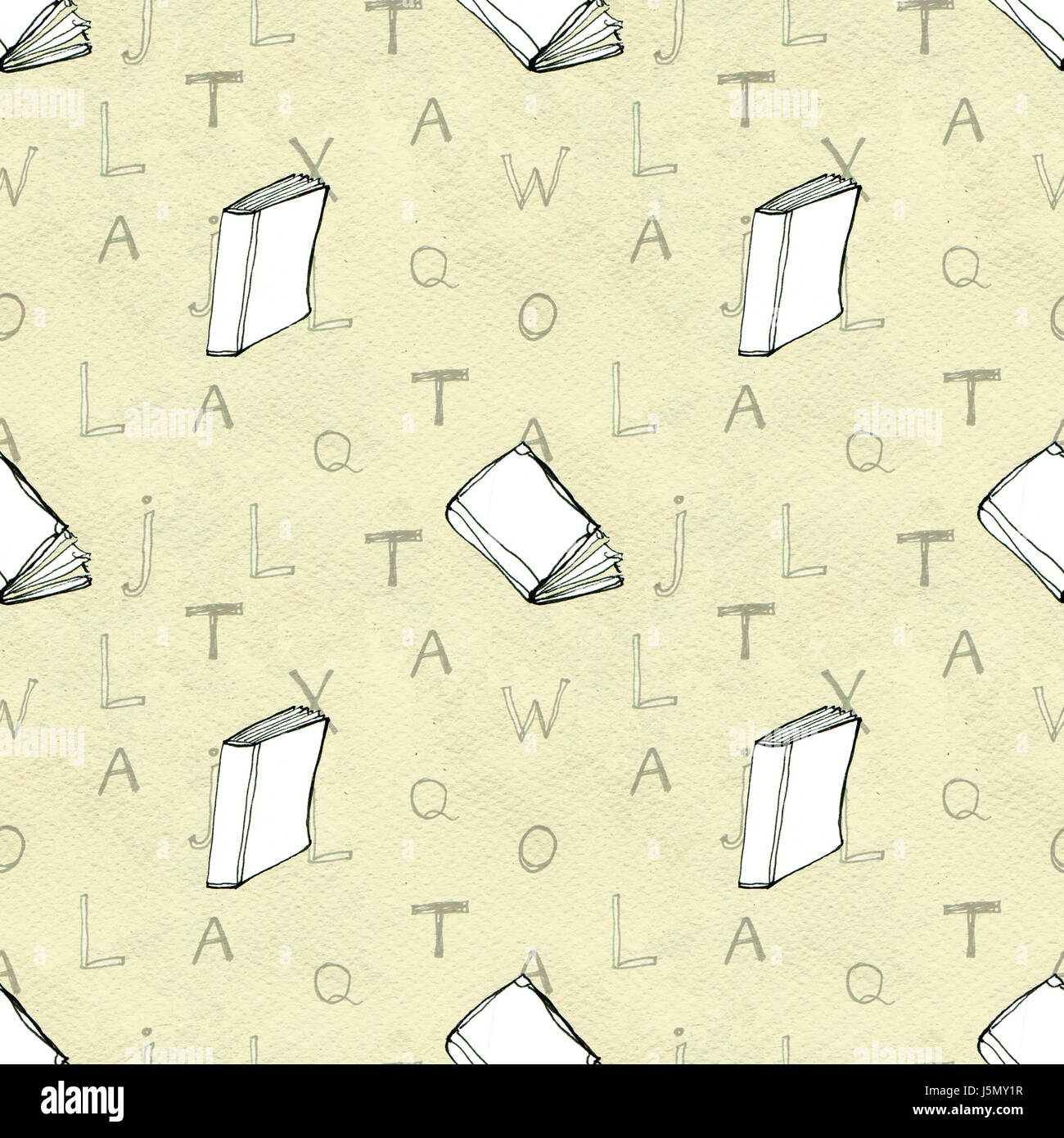 Seamless pattern with books Stock Photo - Alamy