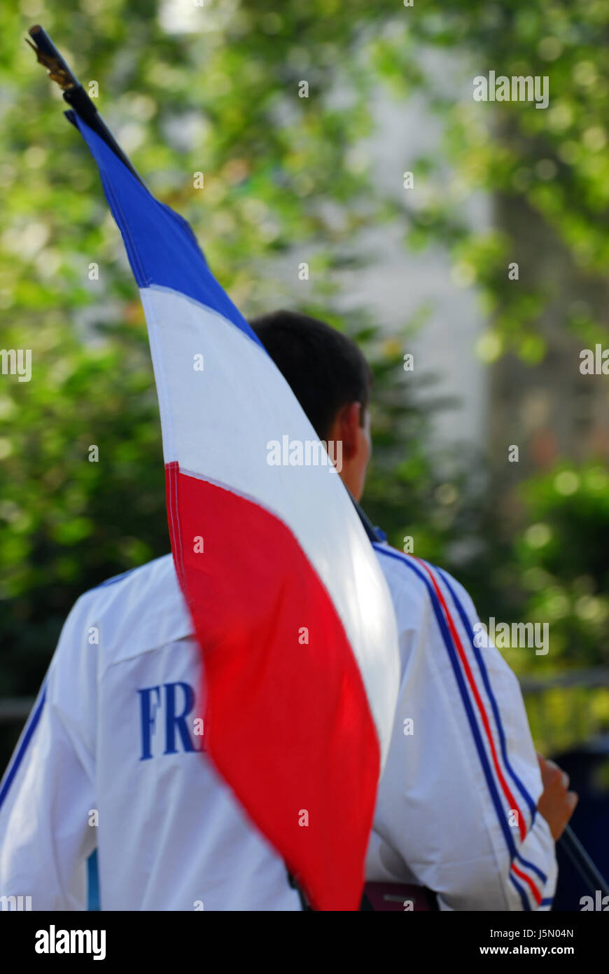 blue blank european caucasian france flag flags tricolour national colors Stock Photo