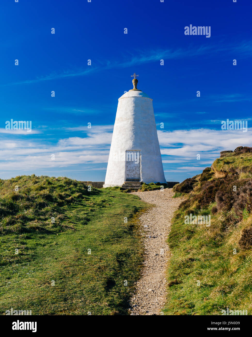 The pepperpot daymark on Lighthouse Hill Portreath Cornwall. Once used
