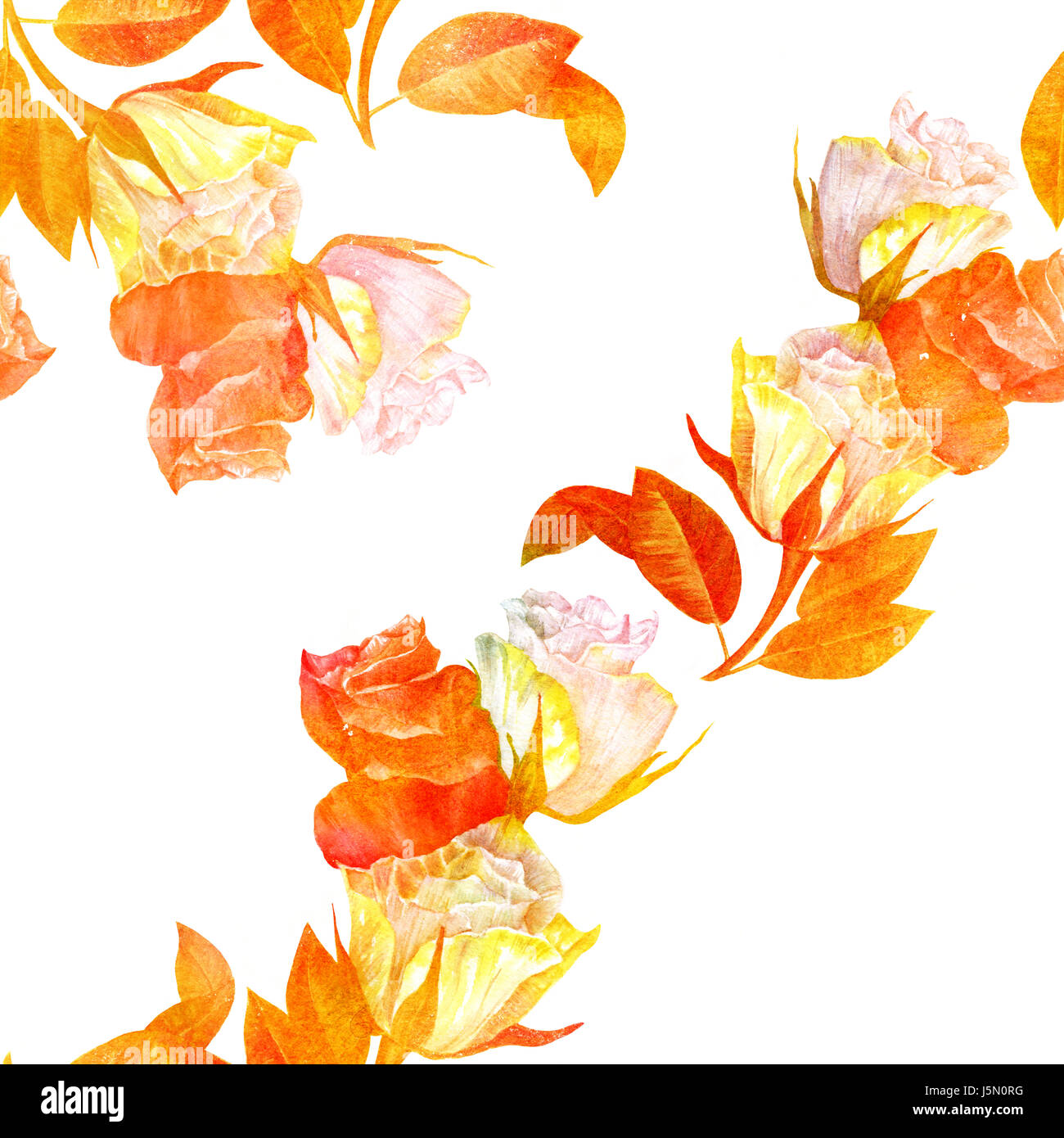 Seamless background pattern with golden toned watercolor roses Stock ...