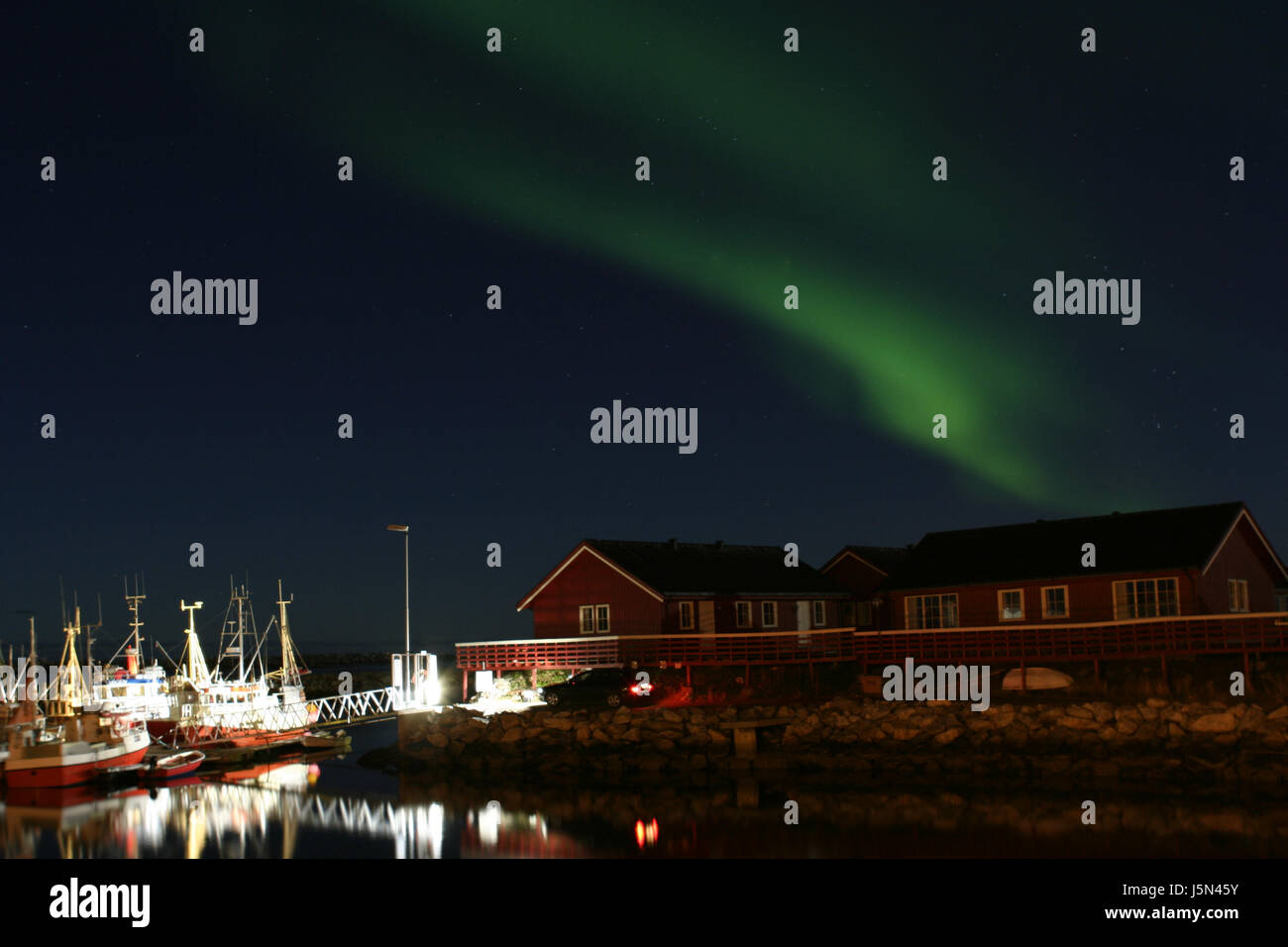 poarlicht the harbor in andenes,norway Stock Photo